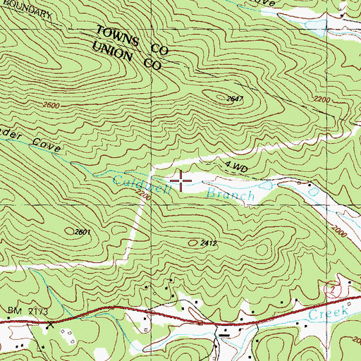 Topographic Map of Hullander Cove, GA