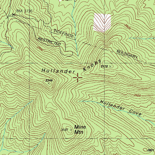 Topographic Map of Hullander Knobs, GA