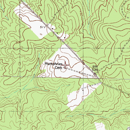 Topographic Map of Humphries Cemetery, GA