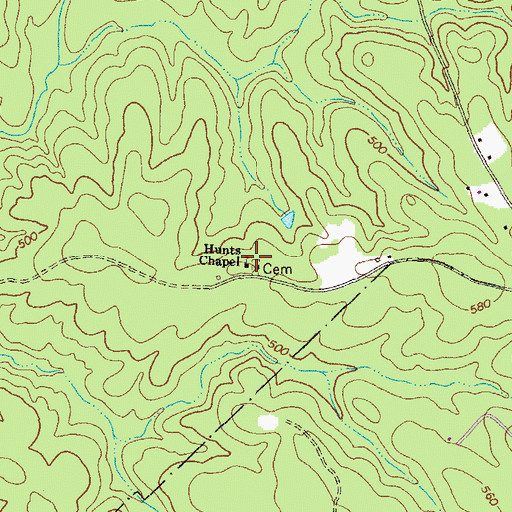 Topographic Map of Hunts Chapel, GA