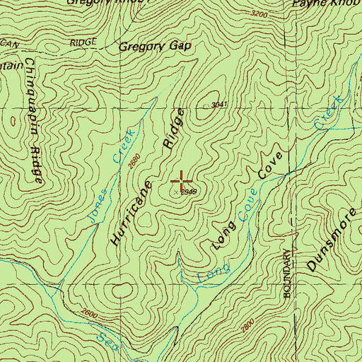Topographic Map of Hurricane Ridge, GA