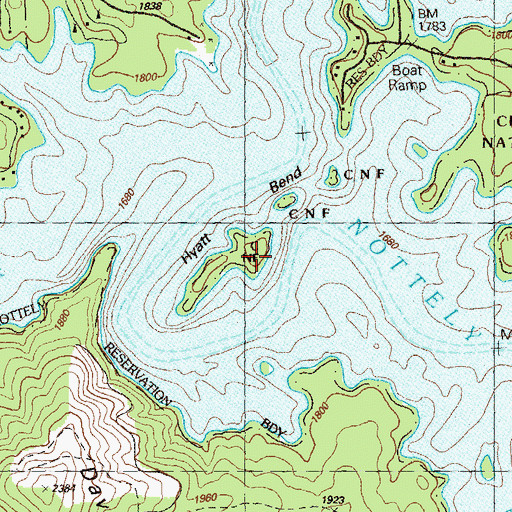 Topographic Map of Hyatt Bend, GA