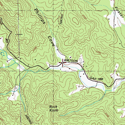 Topographic Map of Phillips Cove, GA