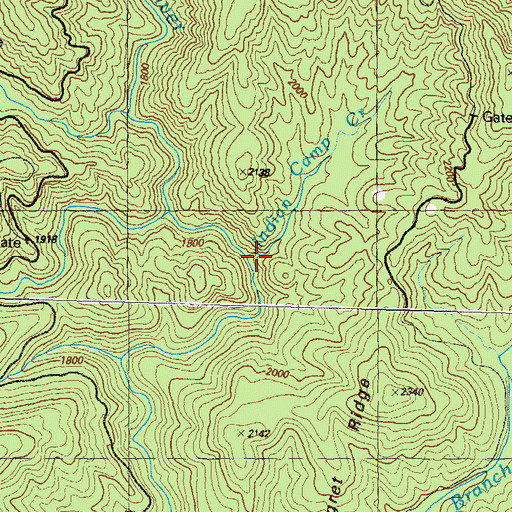 Topographic Map of Indian Camp Creek, GA