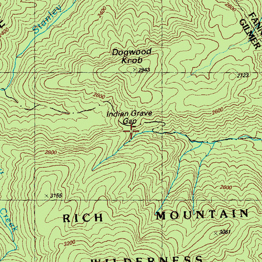 Topographic Map of Indian Grave Gap, GA