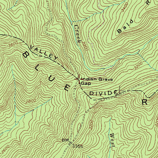 Topographic Map of Indian Grave Gap, GA