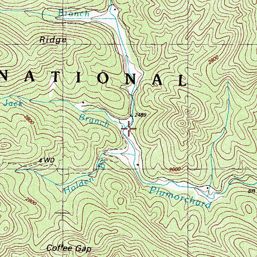 Topographic Map of Jack Branch, GA