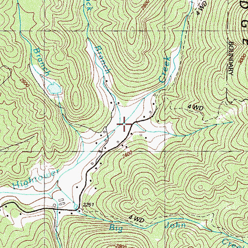 Topographic Map of Jack Branch, GA