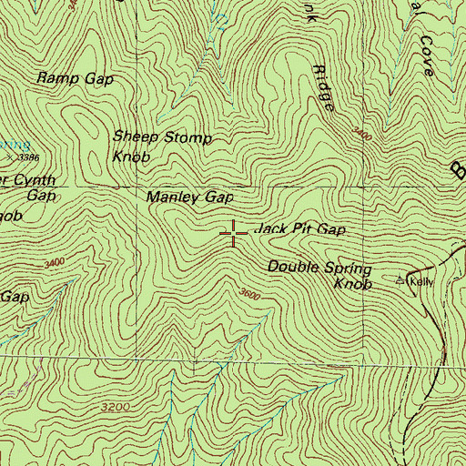 Topographic Map of Jack Pit Gap, GA