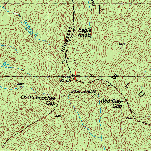 Topographic Map of Jacks Knob, GA