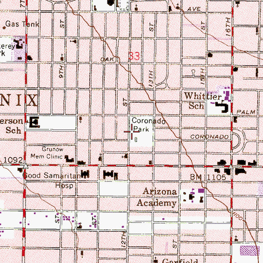 Topographic Map of Coronado Park, AZ