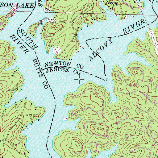 Topographic Map of Jackson Lake, GA