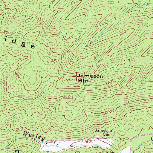 Topographic Map of Jameson Mountain, GA