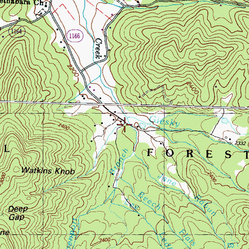 Topographic Map of Jane Rabun Branch, GA