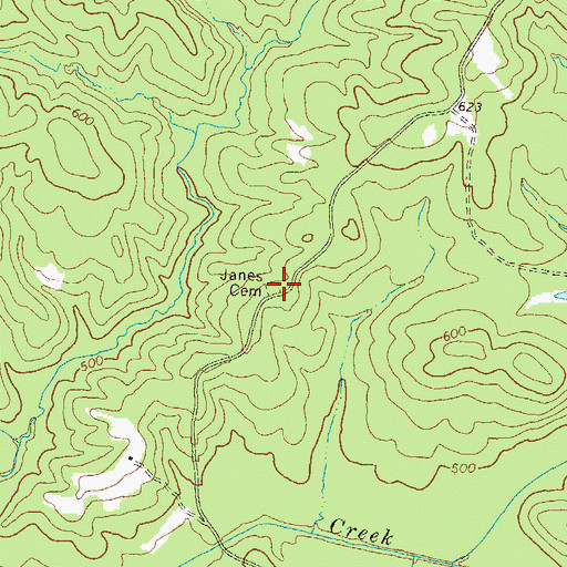 Topographic Map of Janes Cemetery, GA