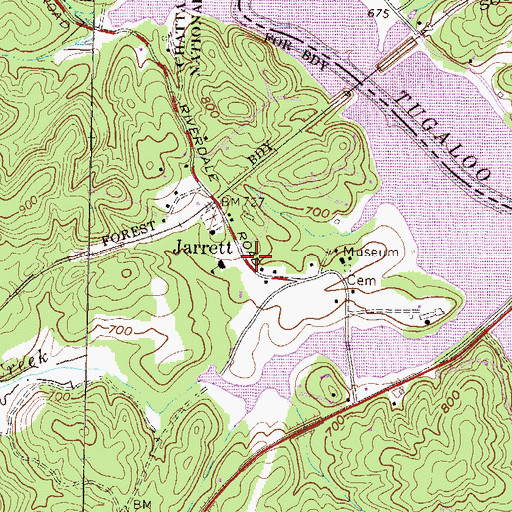 Topographic Map of Jarrett, GA