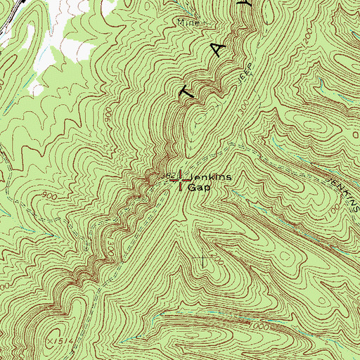 Topographic Map of Jenkins Gap, GA