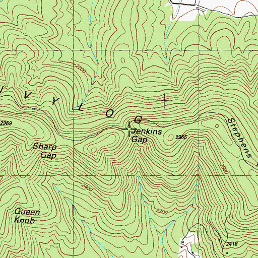 Topographic Map of Jenkins Gap, GA