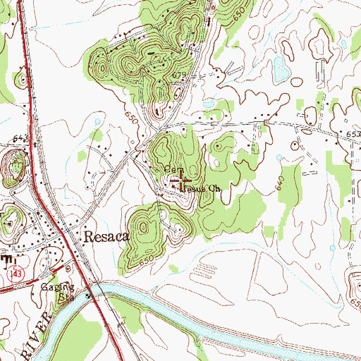 Topographic Map of Jesus Church, GA