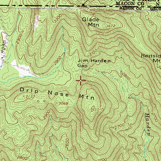 Topographic Map of Jim Harden Gap, GA