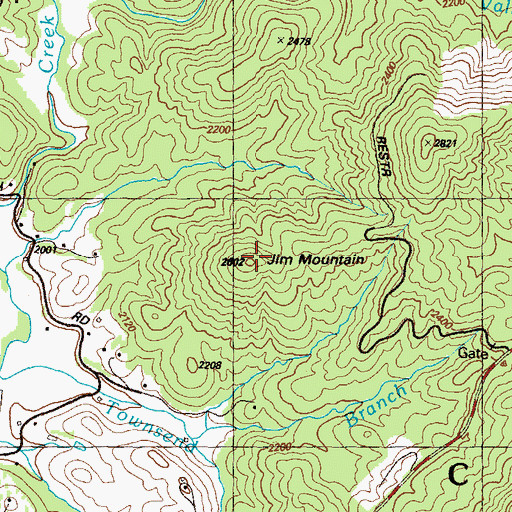 Topographic Map of Jim Mountain, GA