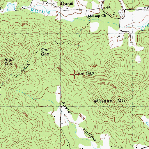Topographic Map of Joe Gap, GA