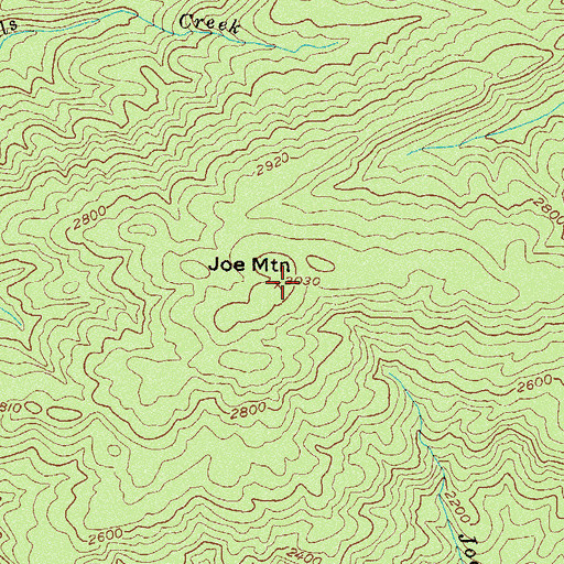 Topographic Map of Joe Mountain, GA