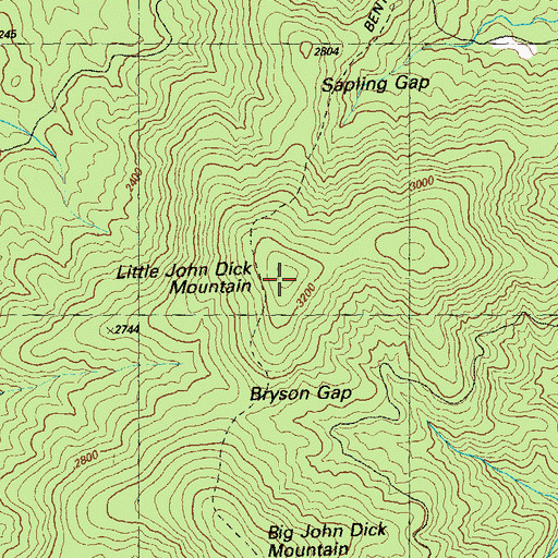 Topographic Map of Big John Dick Mountain, GA