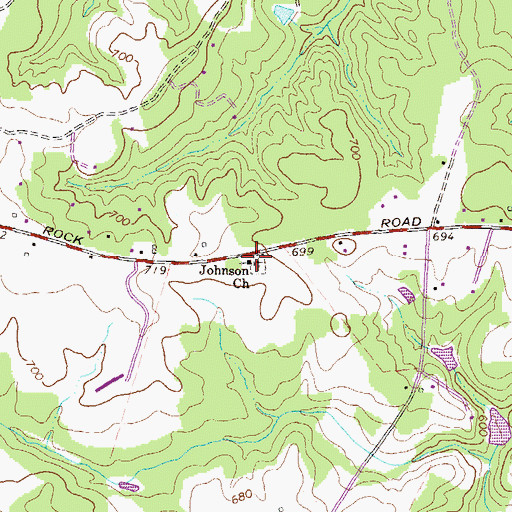 Topographic Map of Johnson Church, GA