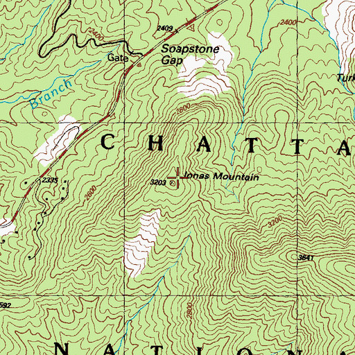 Topographic Map of Jonas Mountain, GA