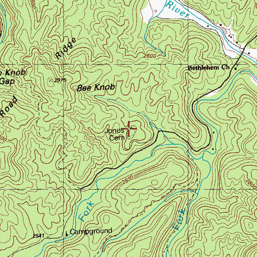 Topographic Map of Jones Cemetery, GA