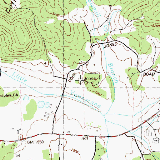 Topographic Map of Jones Cemetery, GA