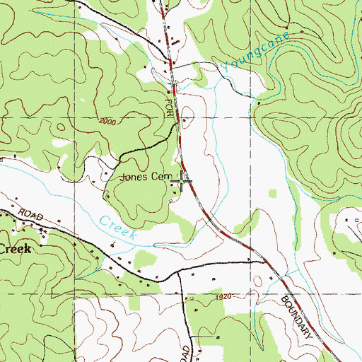 Topographic Map of Jones Cemetery, GA