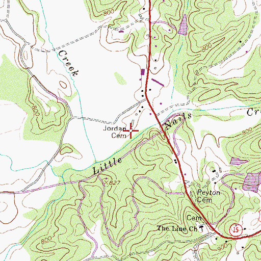 Topographic Map of Jordan Cemetery, GA