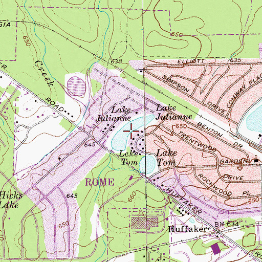 Topographic Map of Lake Julianne, GA