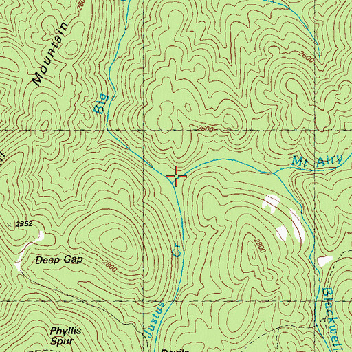 Topographic Map of Justus Creek, GA