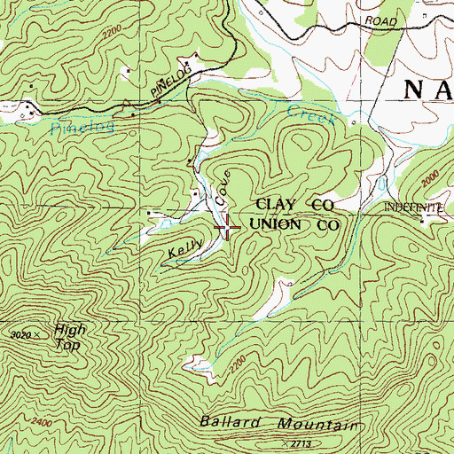 Topographic Map of Kelly Cove, GA