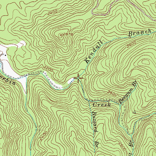 Topographic Map of Kendall Branch, GA