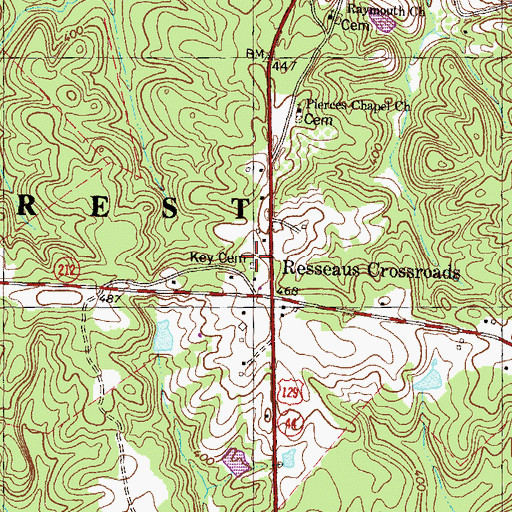 Topographic Map of Key Cemetery, GA