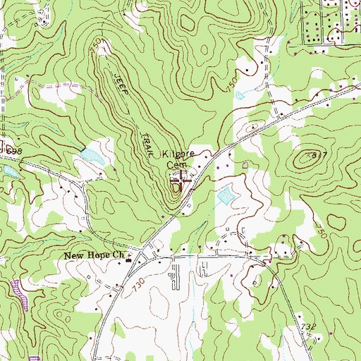 Topographic Map of Kilgore Cemetery, GA