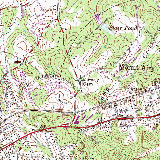 Topographic Map of Kimsey Cemetery, GA