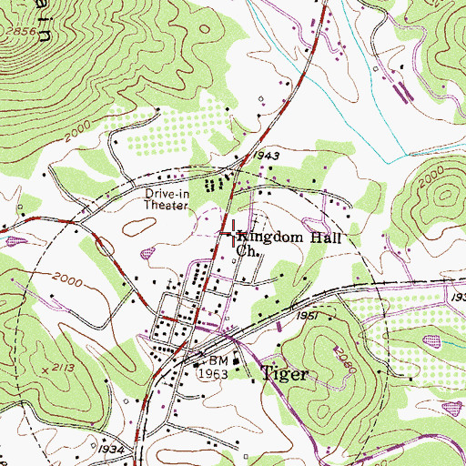Topographic Map of Kingdom Hall Church, GA