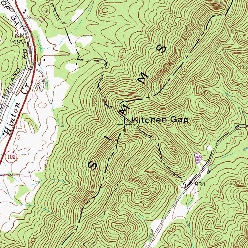 Topographic Map of Kitchen Gap, GA