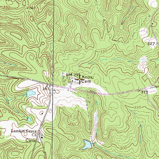 Topographic Map of Knox Cemetery, GA