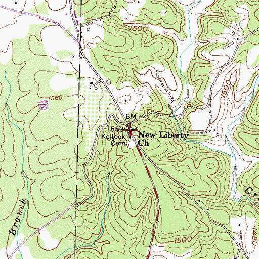 Topographic Map of New Liberty Methodist Cemetery, GA