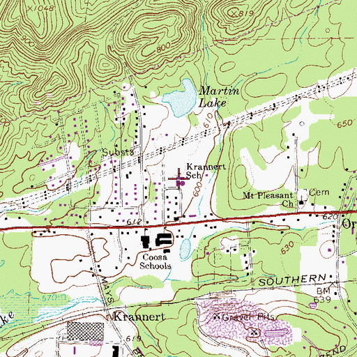 Topographic Map of Krannert School, GA