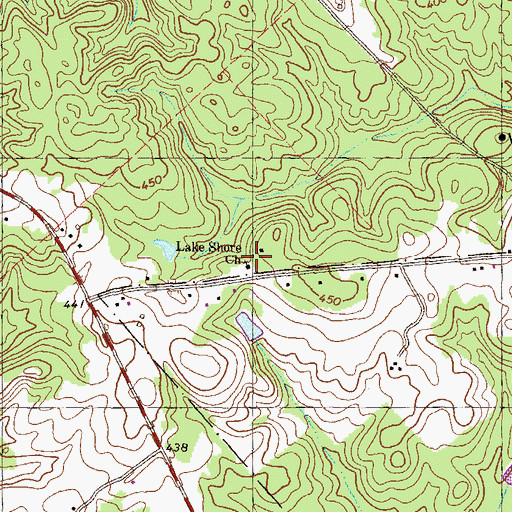Topographic Map of Lake Shore Church, GA