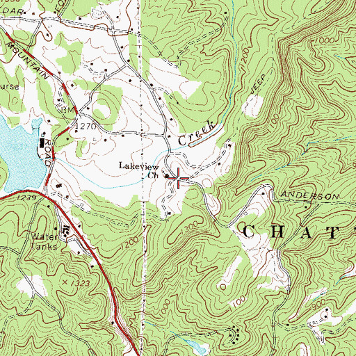 Topographic Map of Lakeview Church, GA