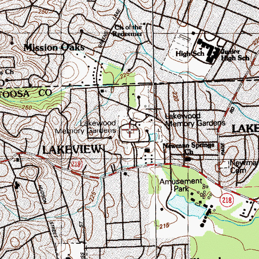 Topographic Map of Lakewood Memory Gardens and Mausoleum South, GA