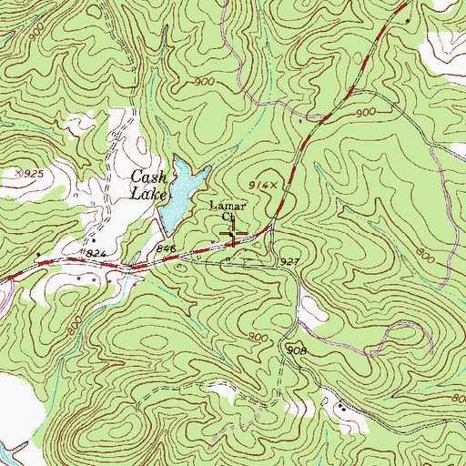 Topographic Map of Lamar Church, GA